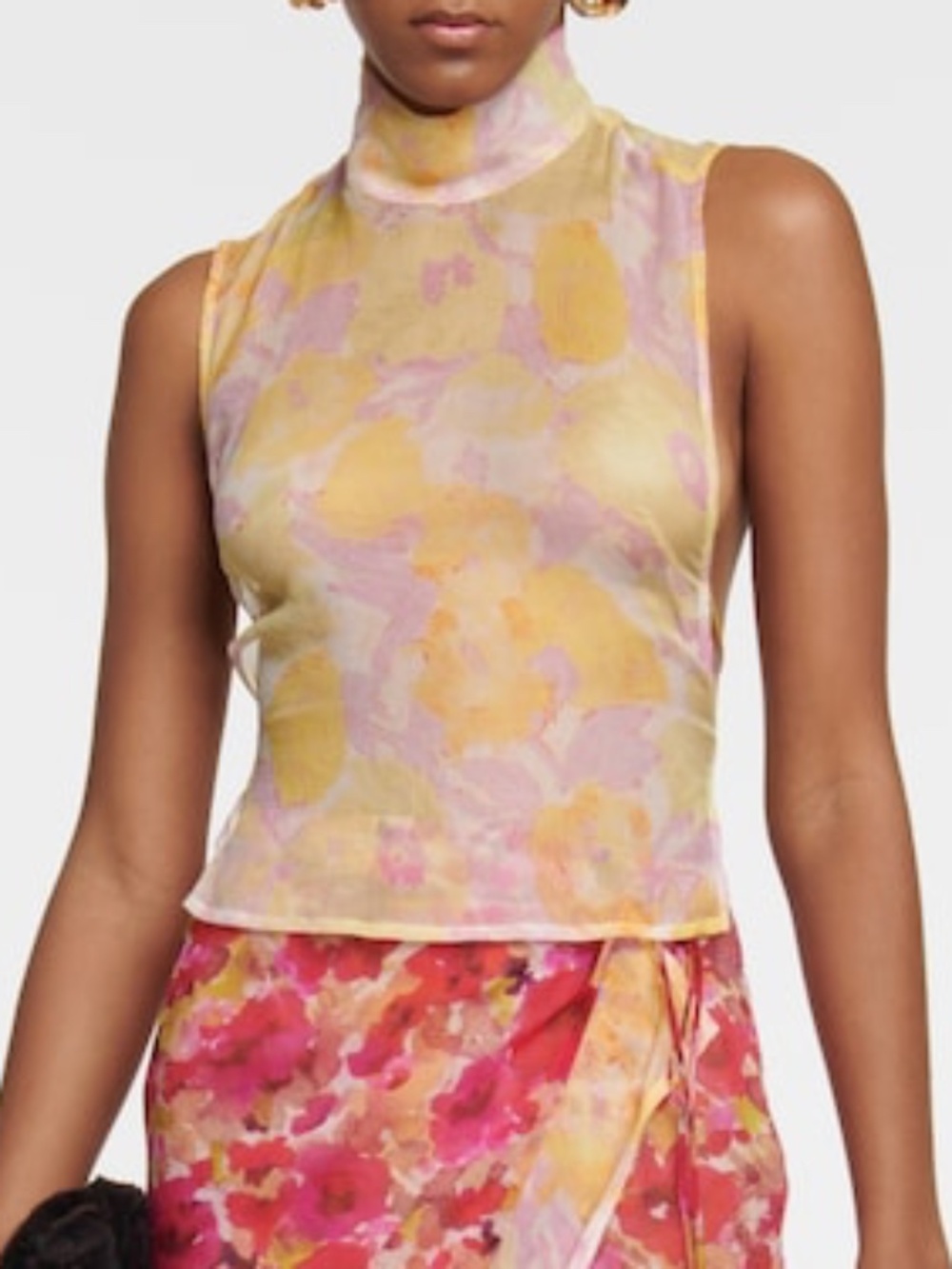 Dries Van Noten Printed Mockneck Silk Top - size 42 (large) - NWT